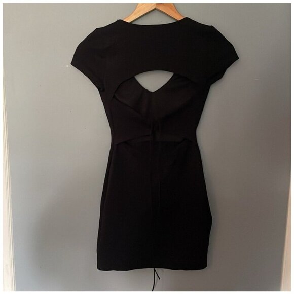 Women's Black Mini Lace-Up Bodycon Dress Size XS – Clubwear VG - Picture 3 of 5